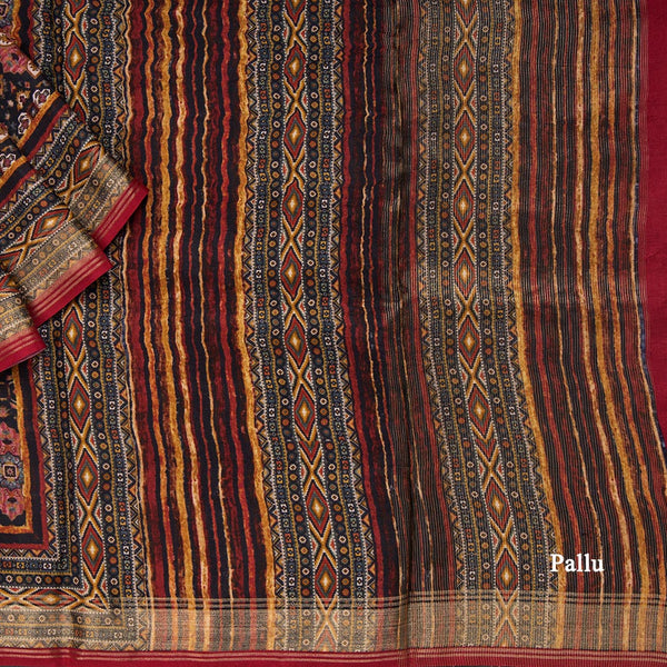 Modal Silk Black Floral Printed Saree