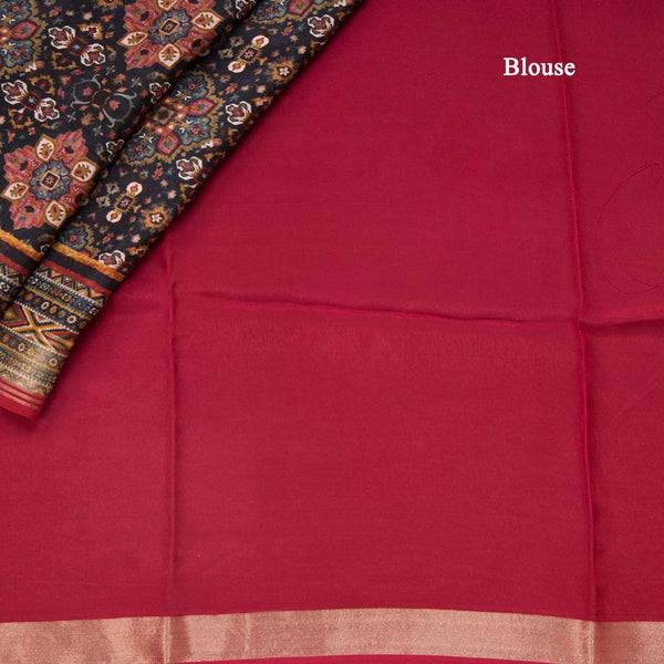 Modal Silk Black Floral Printed Saree