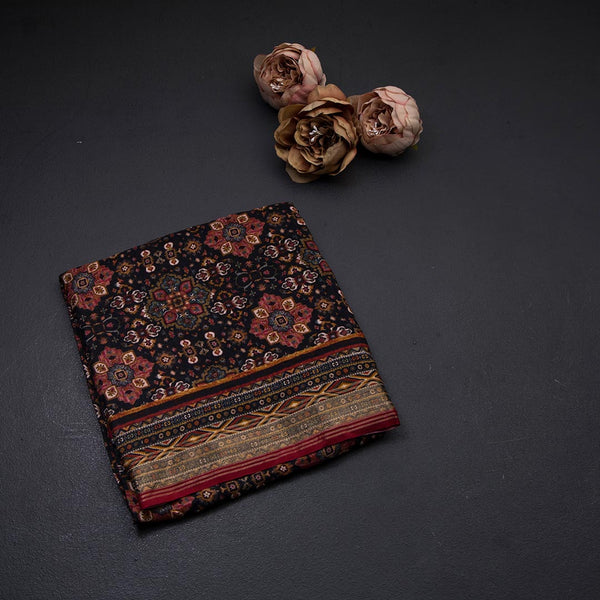 Modal Silk Black Floral Printed Saree