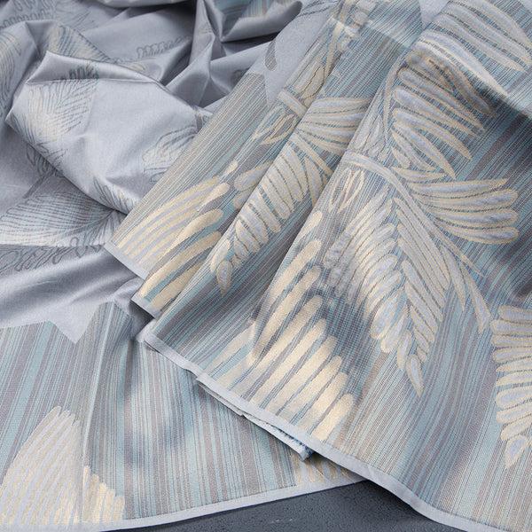 Semi Raw Silk Grey Floral Printed Saree 02