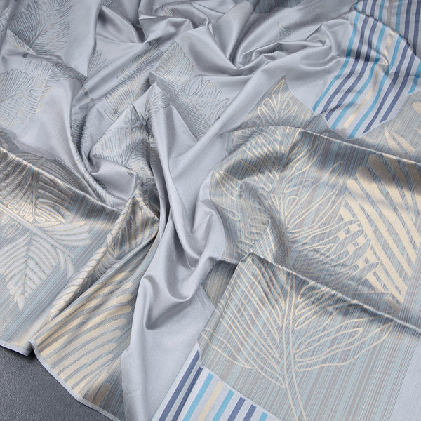 Semi Raw Silk Grey Floral Printed Saree 02