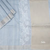 Semi Raw Silk Greyish Blue Thread Embroidered Saree