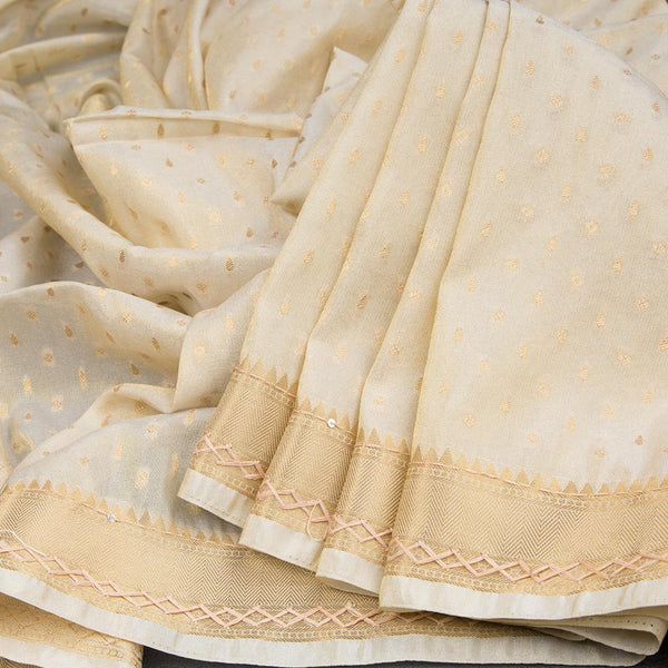 Semi Raw Silk Sandal Zari Worked Saree