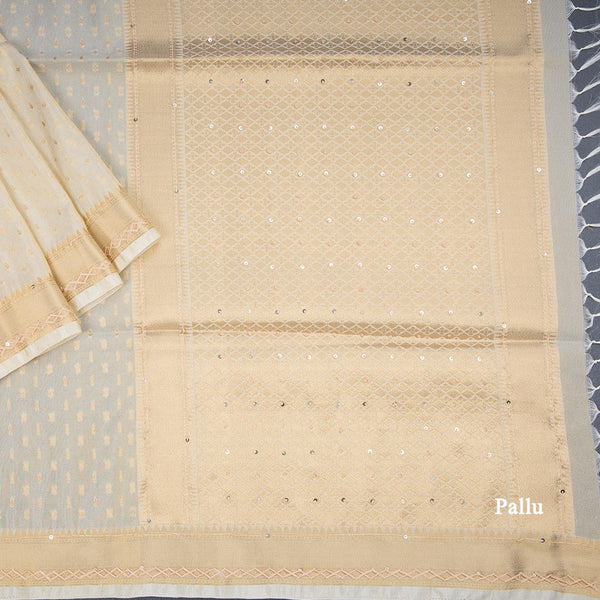 Semi Raw Silk Sandal Zari Worked Saree