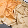 Yellow Kanchipuram Soft Silk Saree With Biscuit Shaded Brocade Border