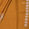 Semi Raw Silk Mango Yellow Embroidered Saree With Floral Border Design