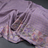 Semi Raw Silk Lavender Zari Checked Saree And Embroidered Border