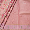 Tissue Pink Thread Embroidered Saree With Branches Design