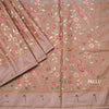 Tissue Peach Thread Embroidered Saree With Branches Design