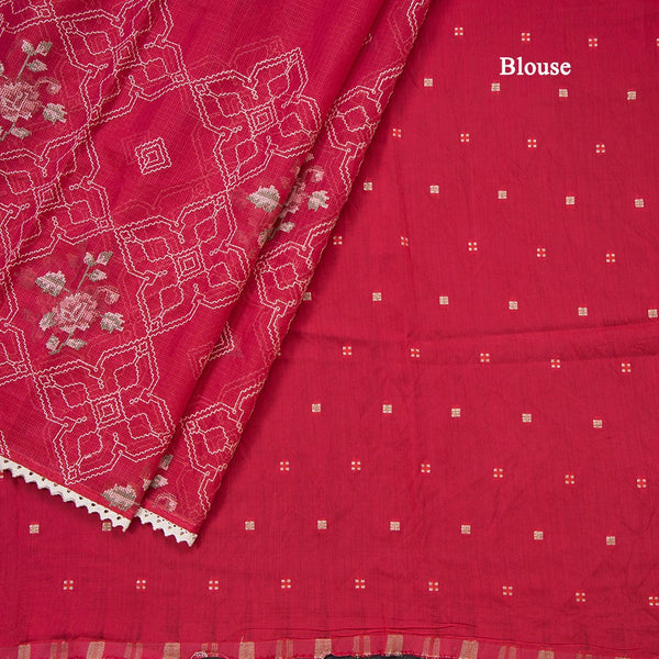 Kota Reddish Pink Thread Embroidered Saree