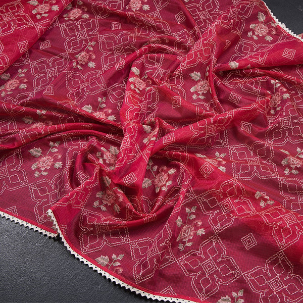 Kota Reddish Pink Thread Embroidered Saree - Kumaran Silks