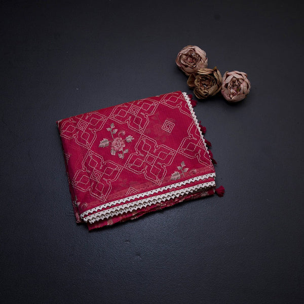 Kota Reddish Pink Thread Embroidered Saree