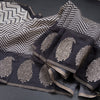Semi Linen Cream Zig Zag Printed Saree And Zari Thread Border