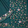 Semi Raw Silk Peacock Green Zari Checked Saree And Embroidered Border