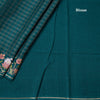 Semi Raw Silk Peacock Green Zari Checked Saree And Embroidered Border