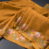 Semi Raw Silk Mango Yellow Zari Checked Saree And Embroidered Border