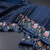 Semi Raw Silk Dark Blue Zari Checked Saree And Embroidered Border