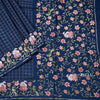 Semi Raw Silk Dark Blue Zari Checked Saree And Embroidered Border