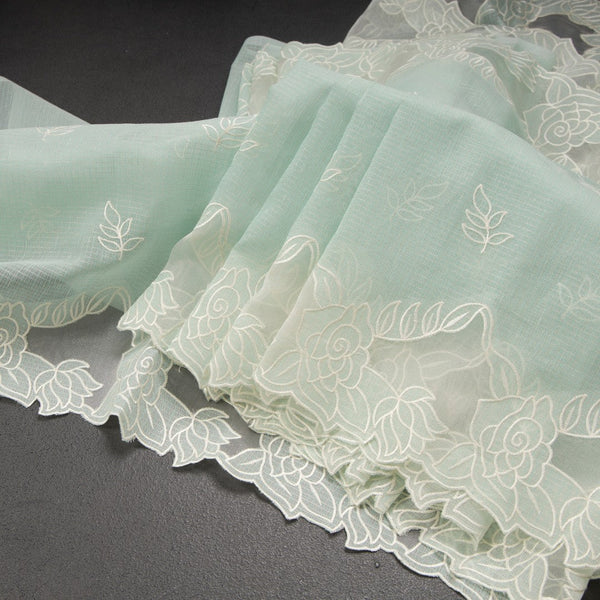 Kota Mint Blue Saree With Applique Work