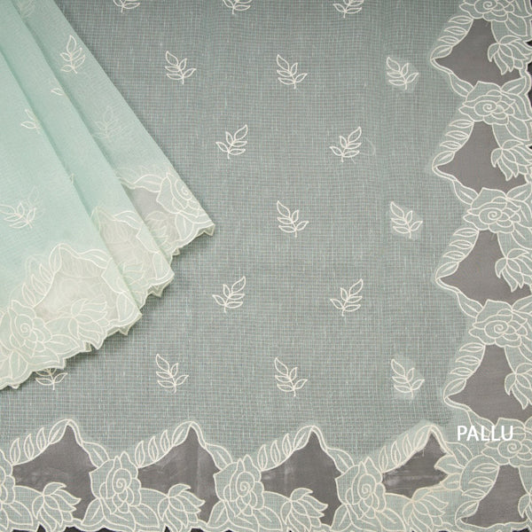 Kota Mint Blue Saree With Applique Work