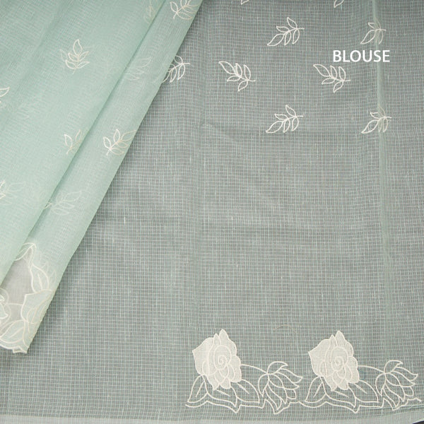 Kota Mint Blue Saree With Applique Work