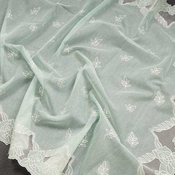 Kota Mint Blue Saree With Applique Work