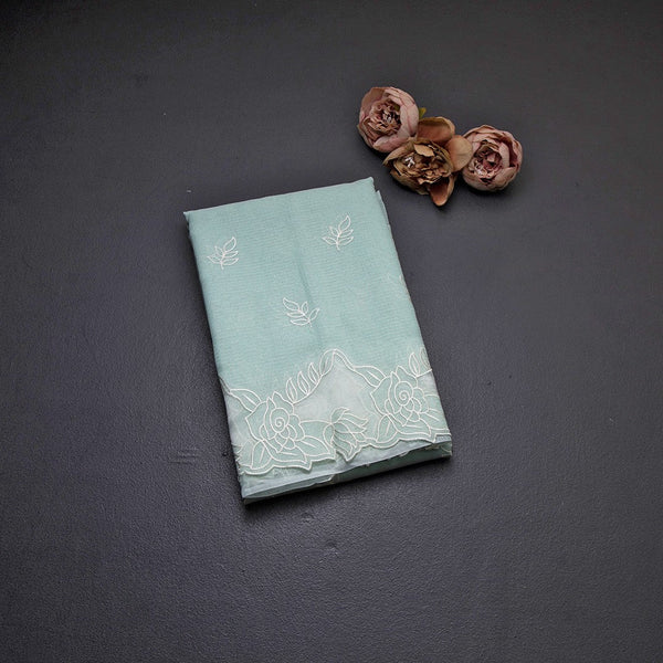 Kota Mint Blue Saree With Applique Work