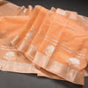 Semi Linen Peach Zari Worked Saree