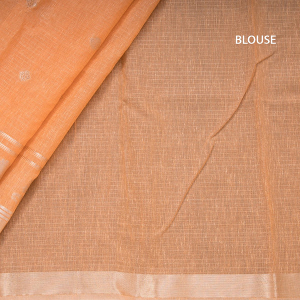 Semi Linen Peach Zari Worked Saree