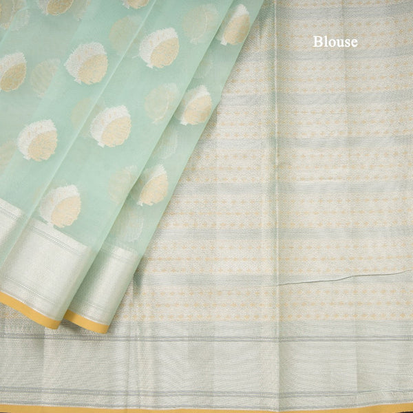 Organza Mint Blue Zari Worked Saree