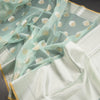 Organza Mint Blue Zari Worked Saree