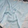Semi Linen Light Blue Zari Worked Saree
