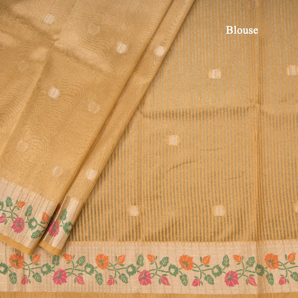 Tissue Gold Saree With Zari Buttas And Paithani Border