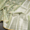 Organza Pista Green Floral Zari Worked Saree