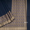 Silk Cotton Navy Blue Plain Saree With Paithani Border