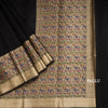 Silk Cotton Black Plain Saree With Paithani Border