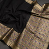 Silk Cotton Black Plain Saree With Paithani Border