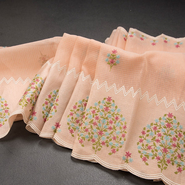 Kota Peach Saree With Applique Work