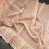 Kota Peach Saree With Applique Work