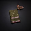 Semi Kataan Olive Green Saree With Zari Buttas