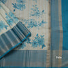 Semi Tussar Very Light Blue Floral Printed Saree