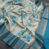 Semi Tussar Very Light Blue Floral Printed Saree