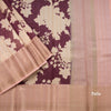 Semi Tussar Wine Floral Printed Saree