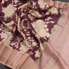 Semi Tussar Wine Floral Printed Saree
