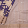 Semi Tussar Dark Purple Floral Printed Saree