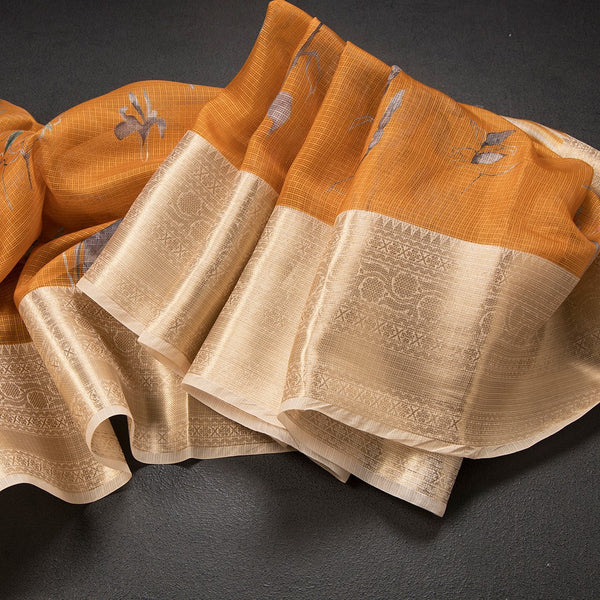 Kota Mango Yellow Printed Saree