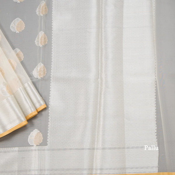 Organza Cream Floral Zari Worked Saree