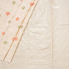 Semi Kataan Cream Zari Worked Saree