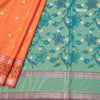 Semi Kataan Fanta Orange Saree With Zari Buttas