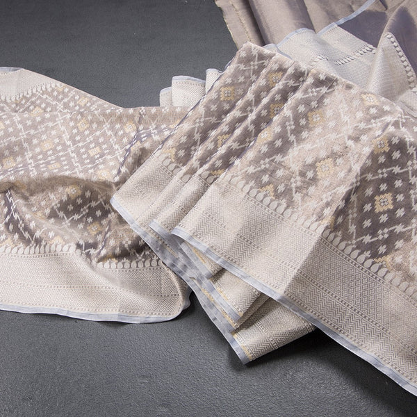 Tissue Grey Embossed Saree